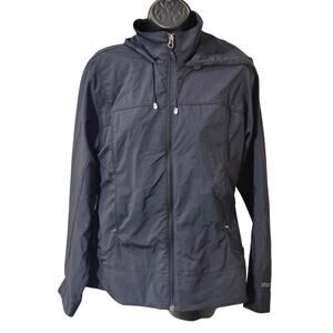 Marmot Women M Softshell Hooded Black Jacket Windbreaker Water Repellent CC-393